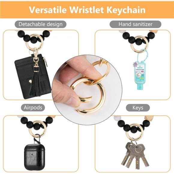 Wallet Keychain Wristlet for Women,Slim RFID Credit Card Holder Purse Tassel - Picture 4 of 7